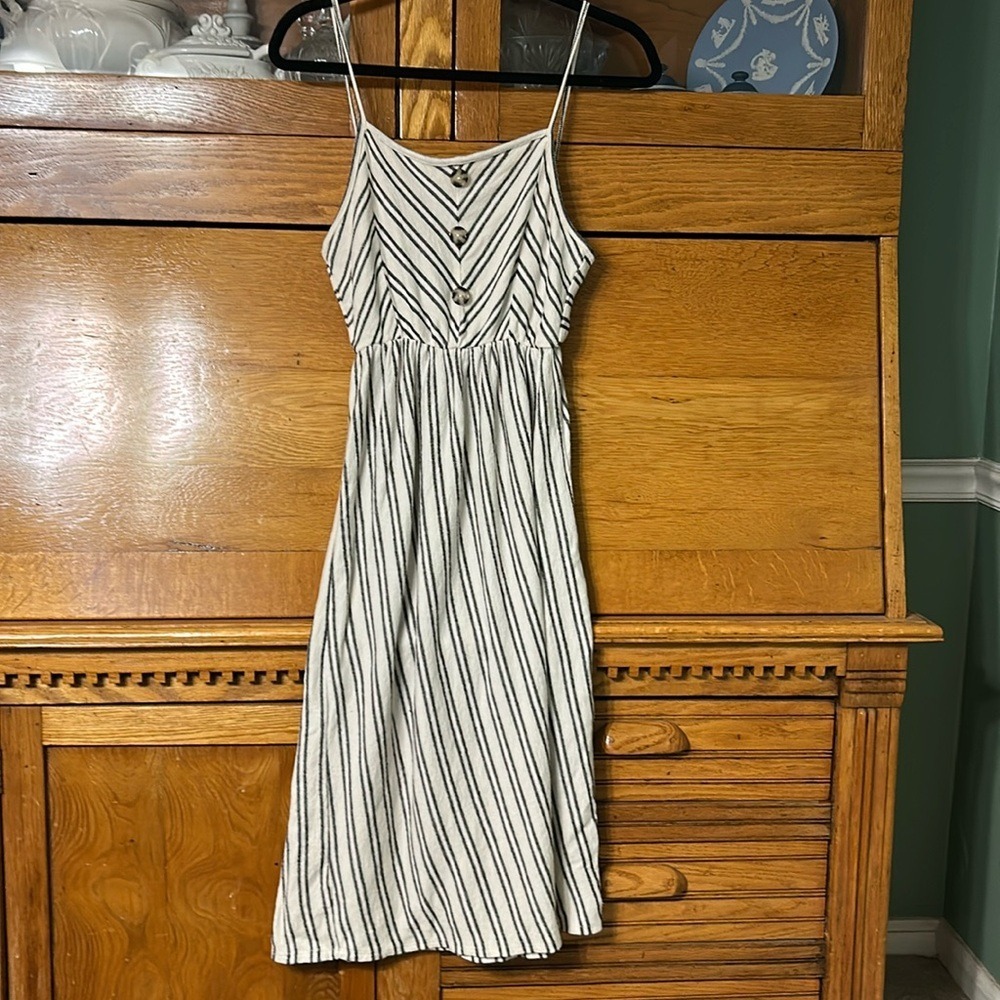 Caution to the Sailor Striped Midi Sundress Coastal Chic Nautical Dress Breezy